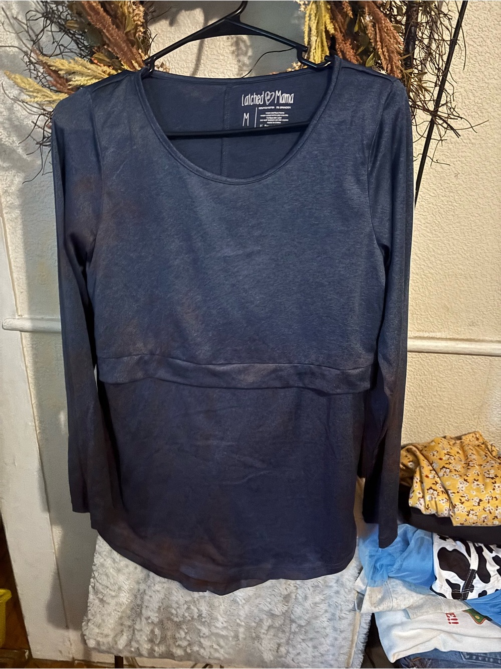 Latched Mama Navy Blue Long Sleeve Nursing Tee